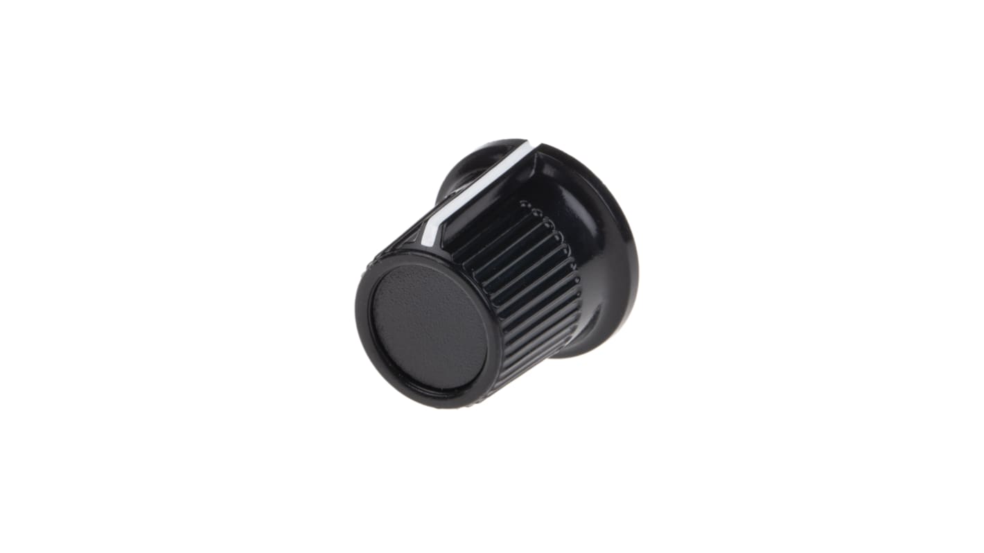 RS PRO 16.2mm Black Potentiometer Knob for 3.2mm Shaft Splined