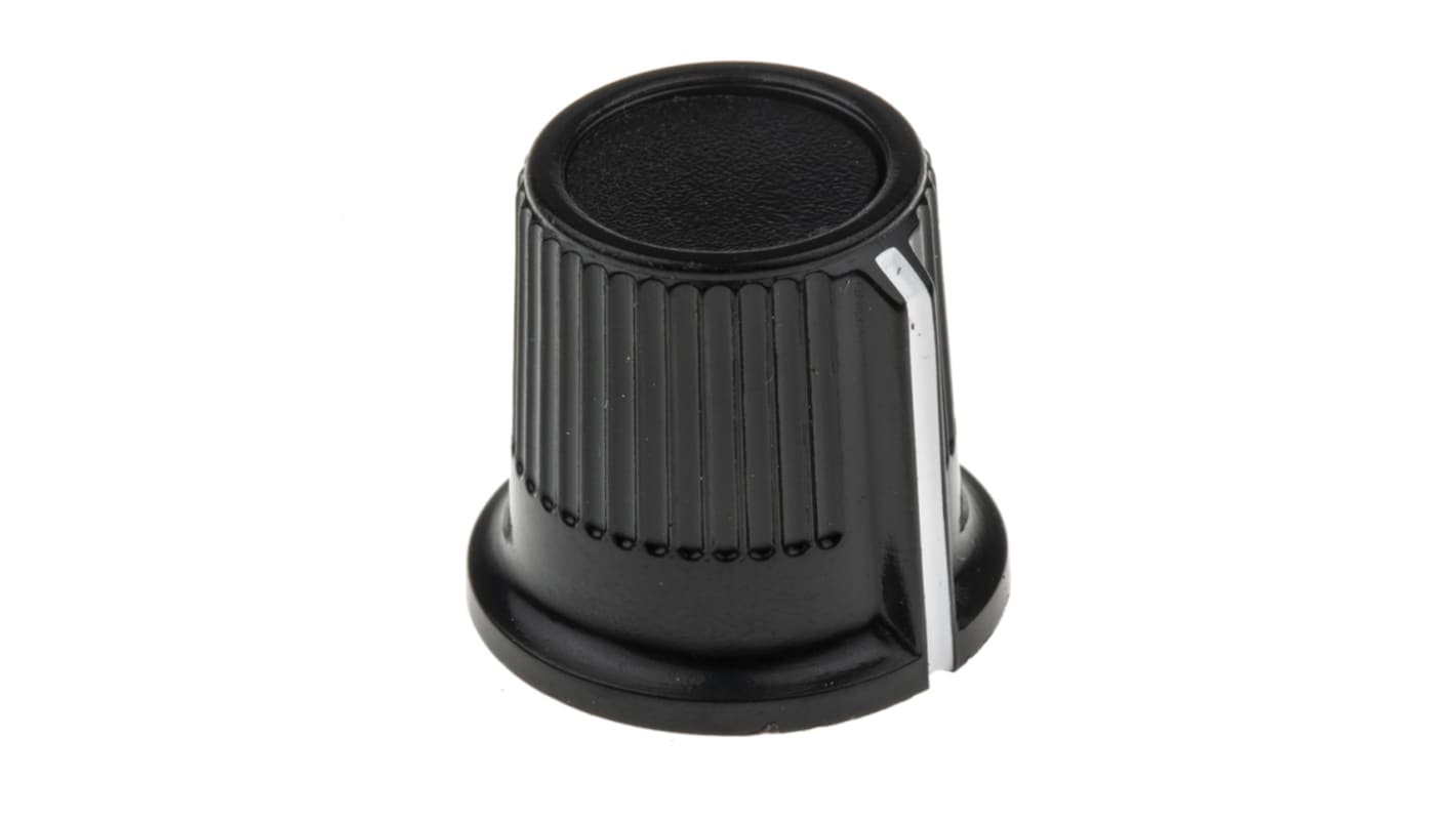 RS PRO プラスチック ポテンショメータ ノブ, 6mm, 丸型軸 直径:16.2mm, グラブねじ
