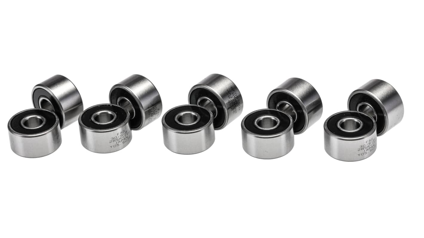 FAG 30/6-B-2RSR-TVH-HLC Double Row Angular Contact Ball Bearing- Both Sides Sealed 6mm I.D, 17mm O.D