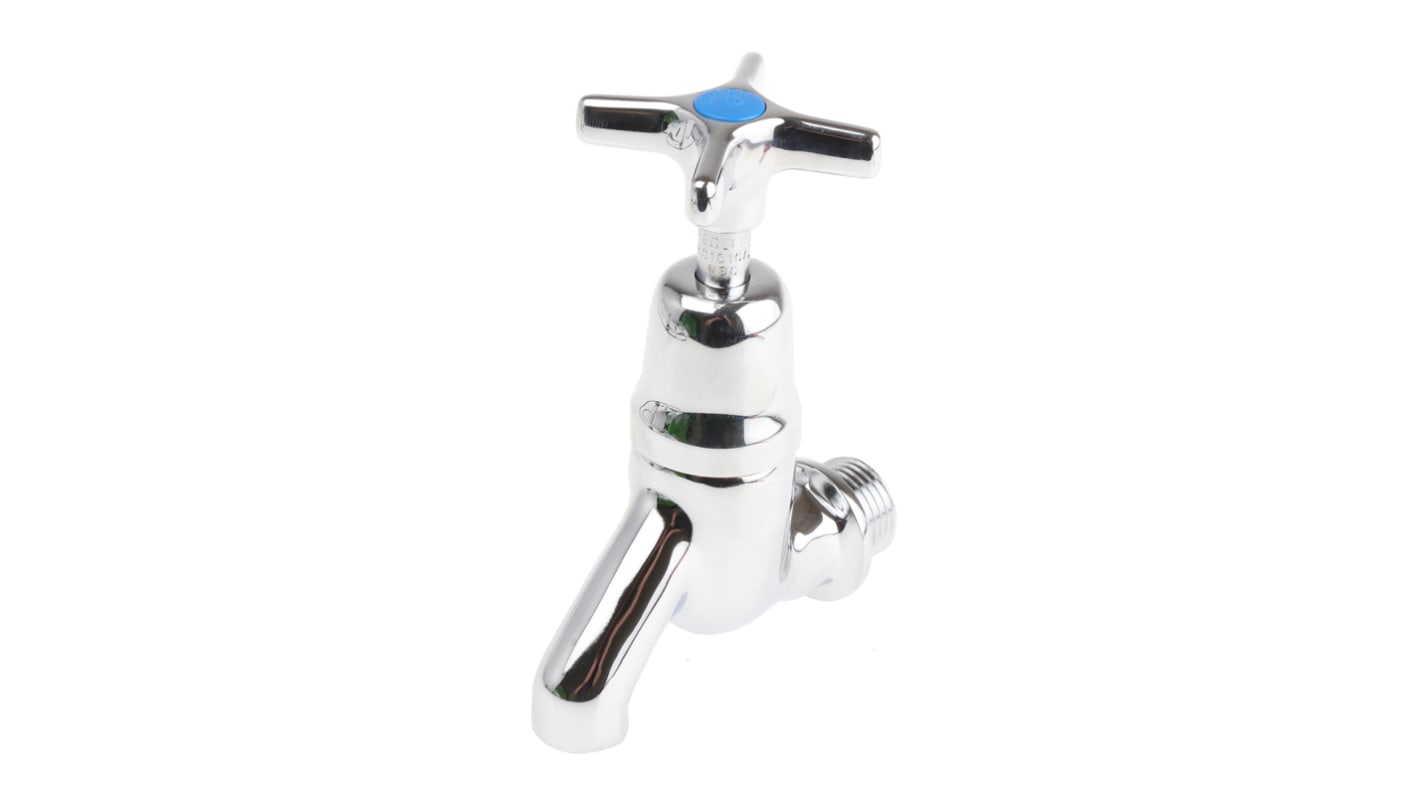 Pegler Yorkshire Chrome Plated Brass Twist Handle Cold Bib Tap, 1/2in