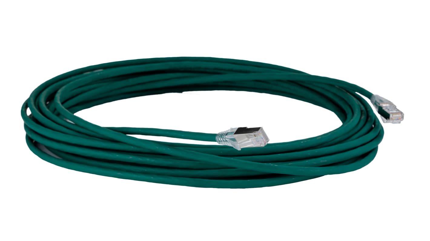 HellermannTyton Connectivity, 10m Cat6a, Green RJ45 to RJ45, S/FTP, Terminated
