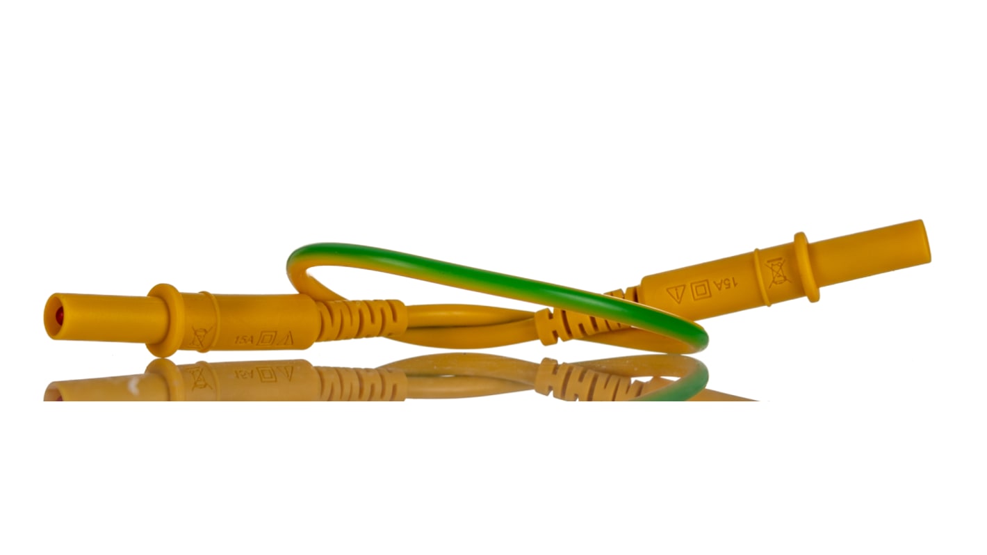 RS PRO Test Leads, 10A, 1000V, Green/Yellow, 250mm Lead Length