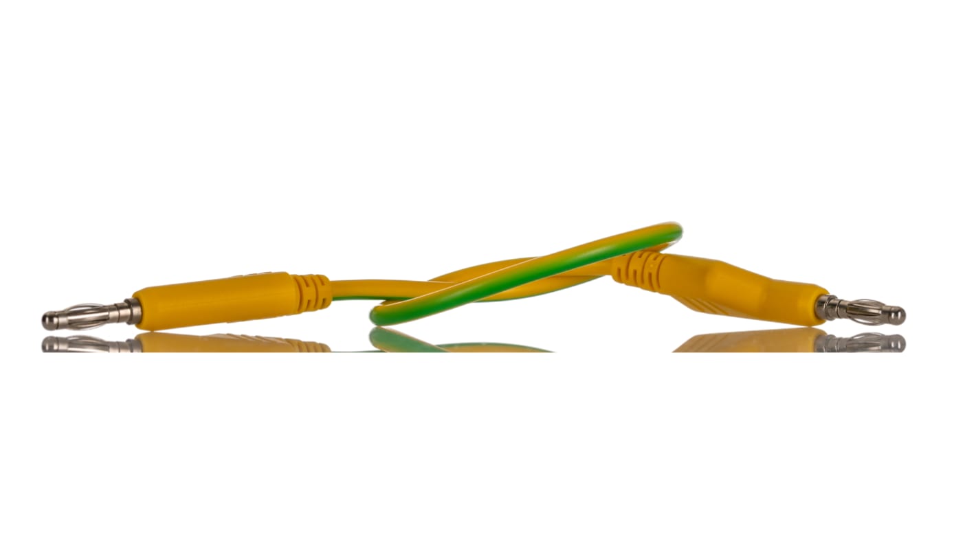 RS PRO Test Leads, 10A, 1000V, Green/Yellow, 250mm Lead Length