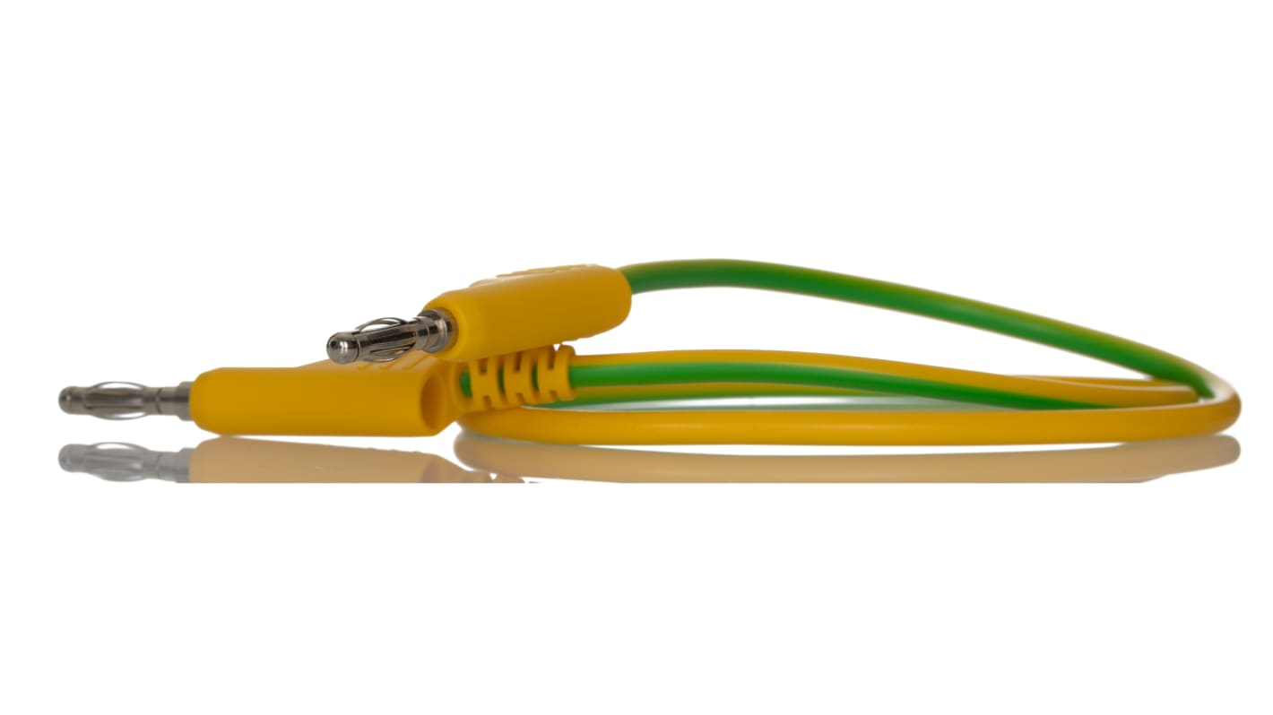 RS PRO Test Leads, 10A, 1000V, Green/Yellow, 500mm Lead Length