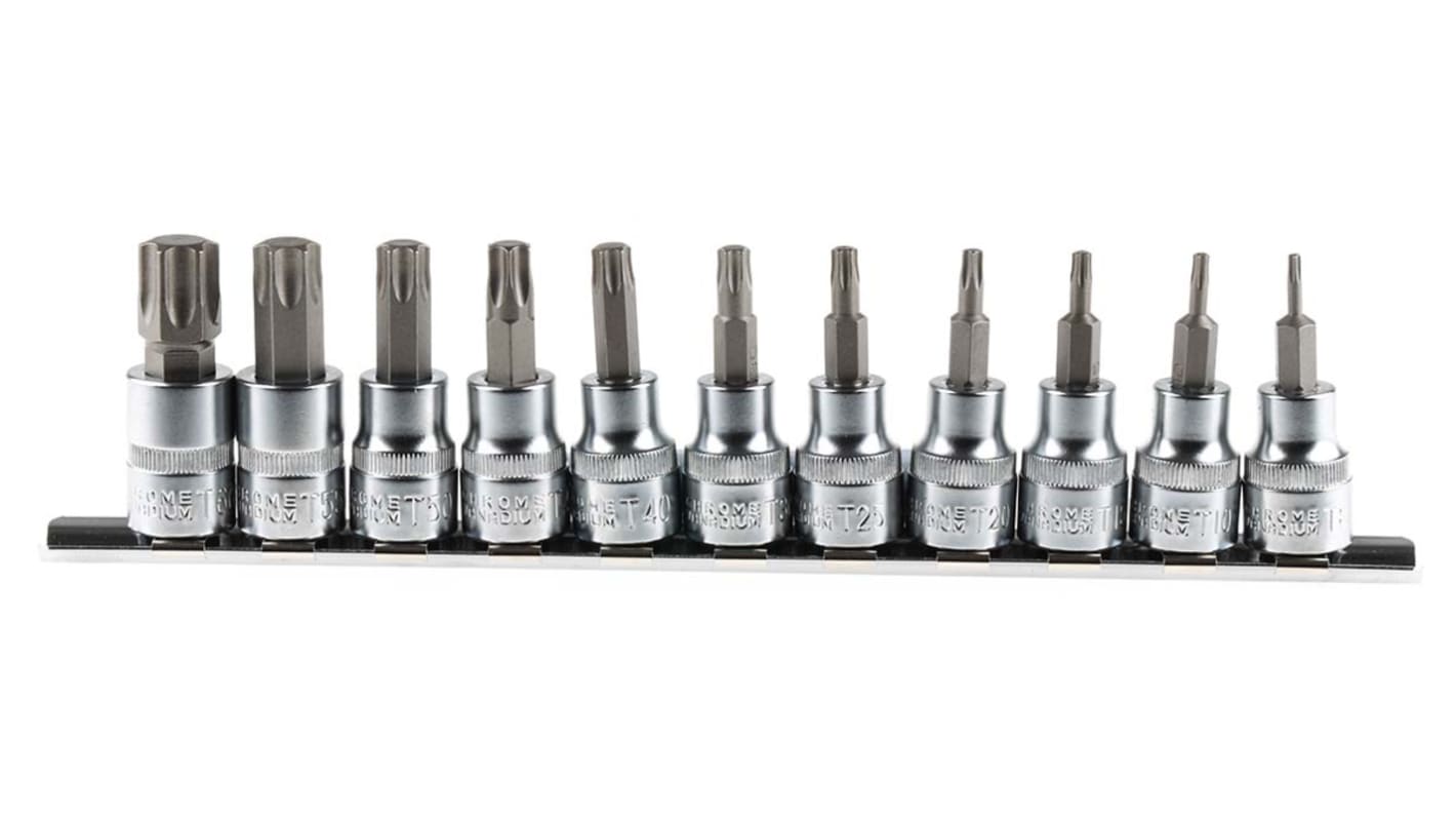 RS PRO 11-Piece 3/8 in Bit Socket Set, Torx Bit