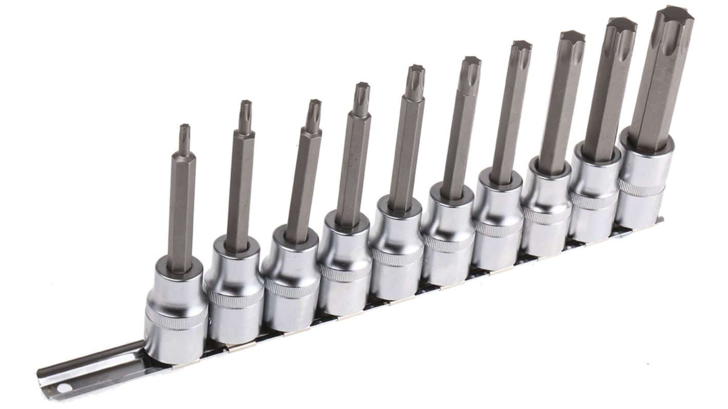 RS PRO 10-Piece 1/2 in Bit Socket Set, Torx Bit