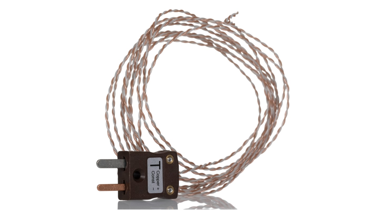 Termopar tipo T RS PRO, Ø sonda 1/0.315mm x 2m, temp. máx +250°C, cable de 2m, conexión , con conector miniatura