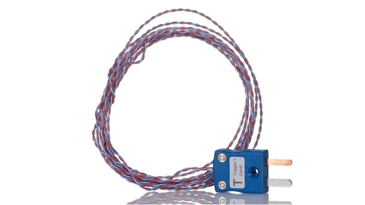 Termocoppia a giunzione esposta tipo T, Ø sonda 1/0.2mm, lungh. sonda 2m, +250°C