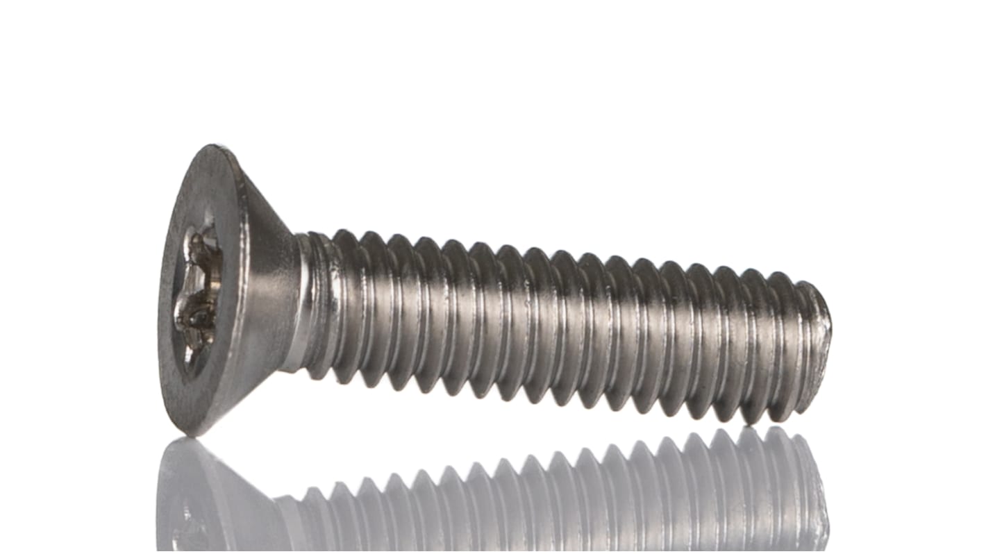 RS PRO Plain Countersunk Stainless Steel Tamper Proof Security Screw, M4 x 16mm