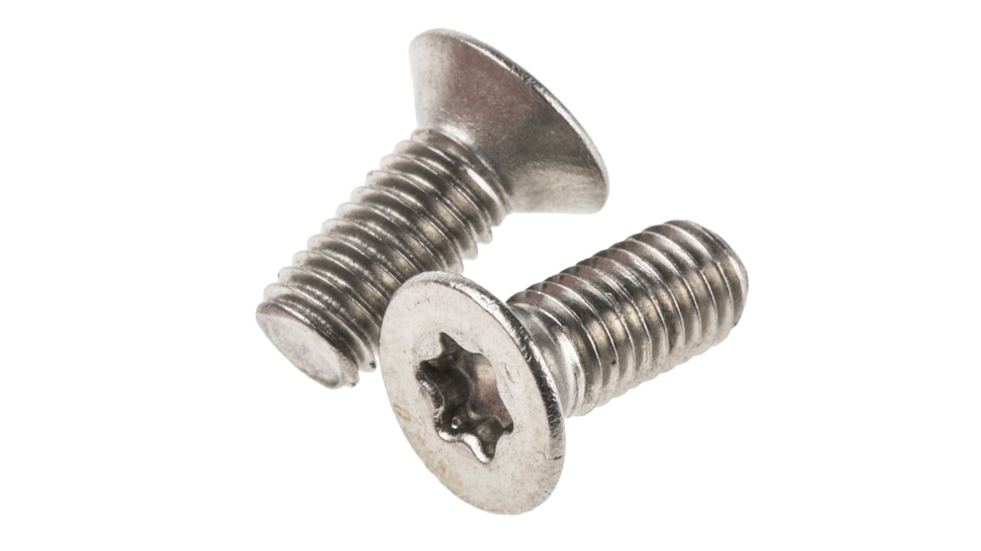 RS PRO Hexalobular Recess M5 Countersunk A2 304 Stainless Steel Machine Screw ISO 14581 M5 x 12mm