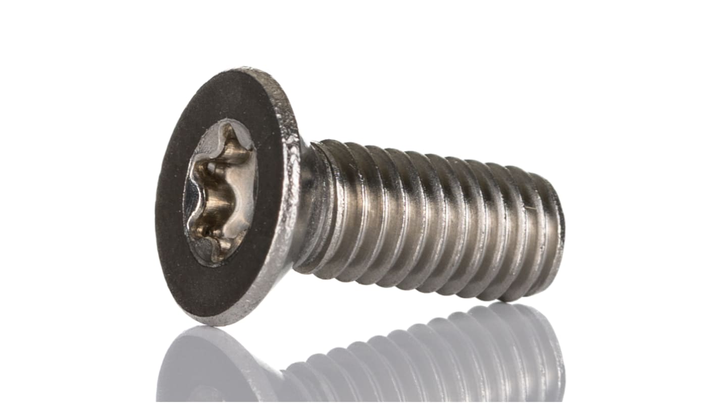 RS PRO Plain Countersunk Stainless Steel Tamper Proof Security Screw, M6 x 16mm