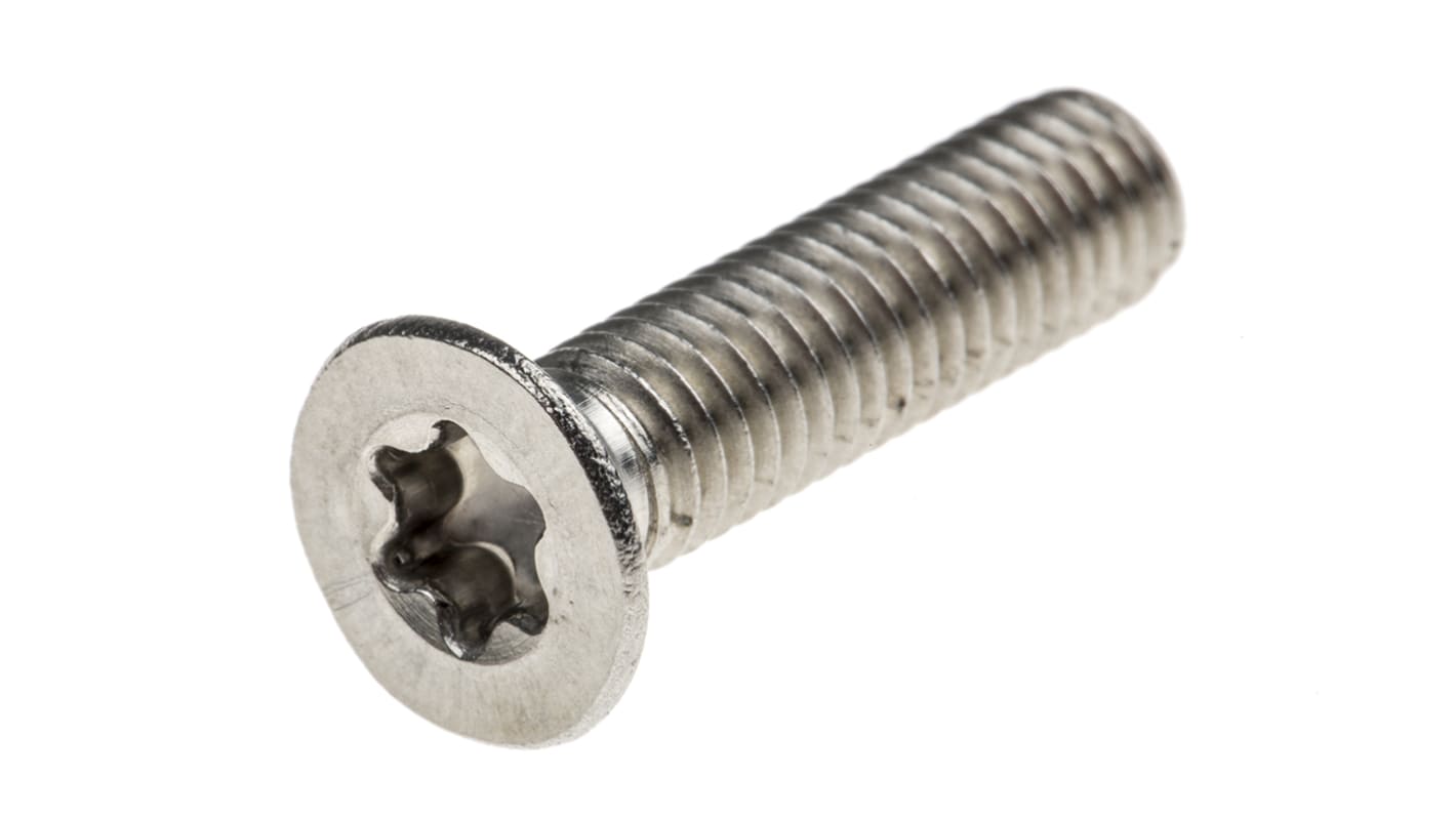 RS PRO Plain Countersunk Stainless Steel Tamper Proof Security Screw, M6 x 25mm