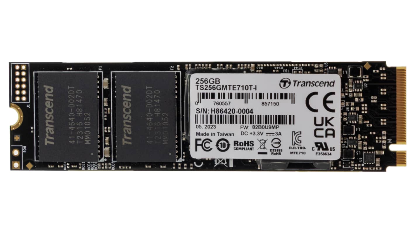 Transcend MTE710T-I, M.2 (2280) Intern SSD NVMe PCIe Gen 4 x 4 Industrieausführung, 3D, 256 GB, SSD