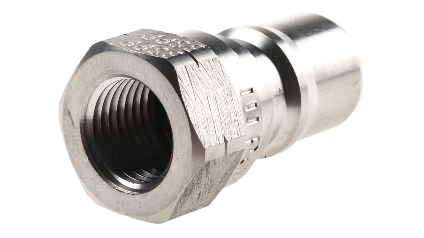 Parker Lynkobling til hydraulik, Rustfrit stål, Stik, Kuglelås, 1/4tommer G, SH2-63-BSPP 35bar
