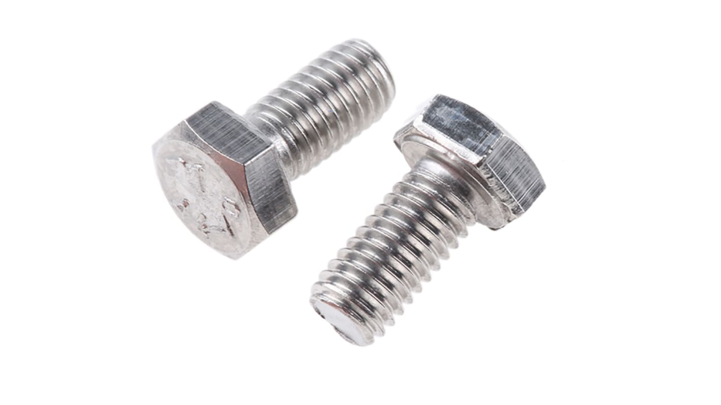 RS PRO Plain Stainless Steel, Hex Bolt, M5 x 10.0mm