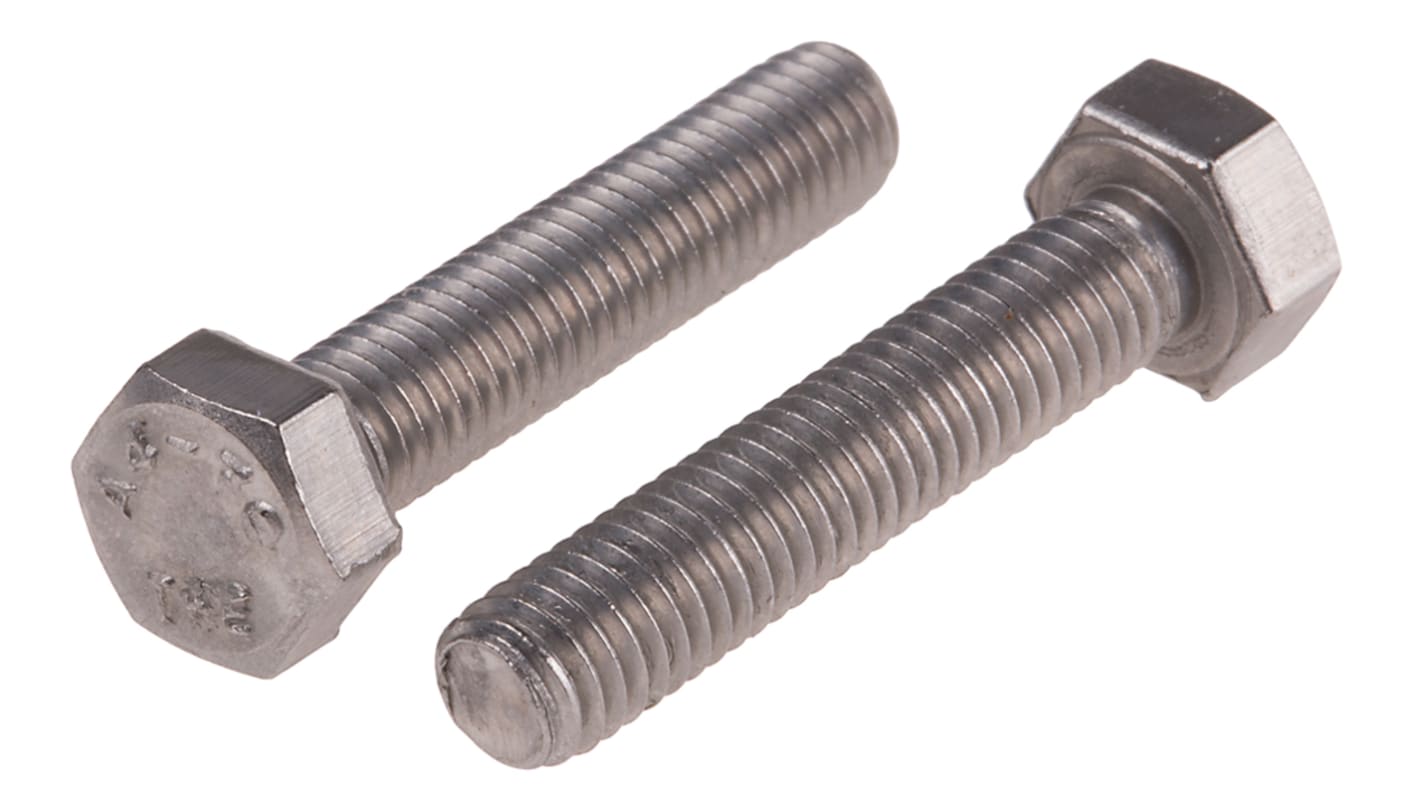 RS PRO Plain Stainless Steel Hex, Hex Bolt, M5 x 25mm