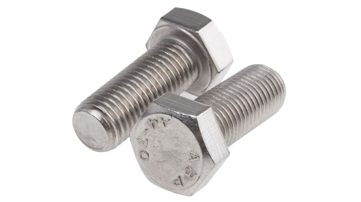 RS PRO Stainless Steel, Hex Bolt, M16 x 40.0mm