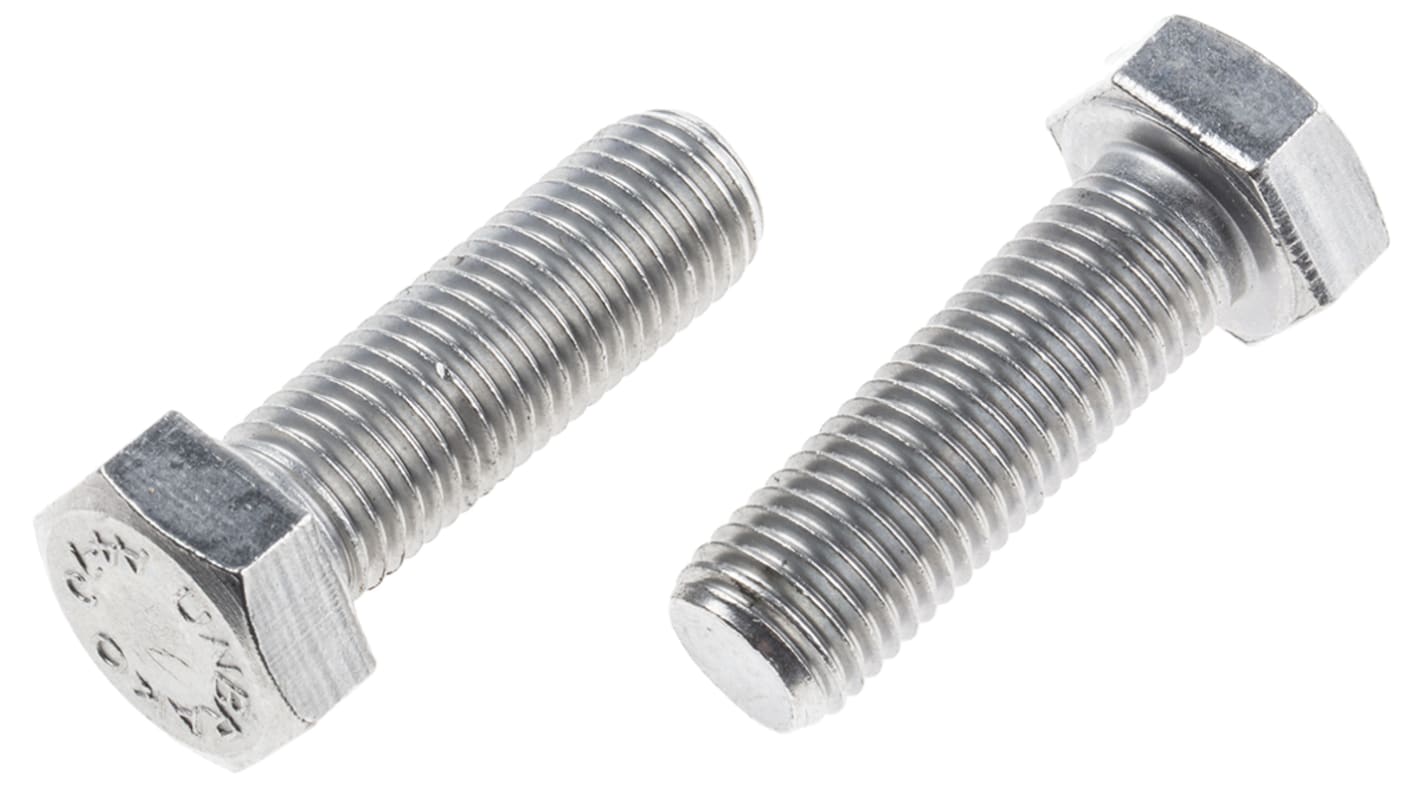 RS PRO Stainless Steel Hex, Hex Bolt, M16 x 50mm