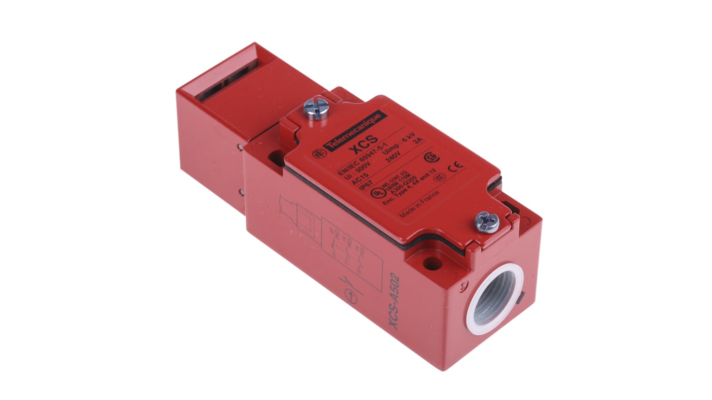Telemecanique Sensors 安全门开关键控锁, 2常开/1常闭, 最大直流250V, 最大交流240V, 最大6A, IP67, XCSA系列