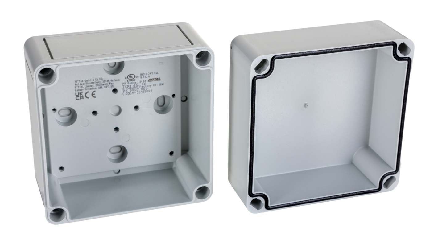Caja de pared Rittal PK de Policarbonato RAL 7.035, 110 x 110 x 90mm, IP66