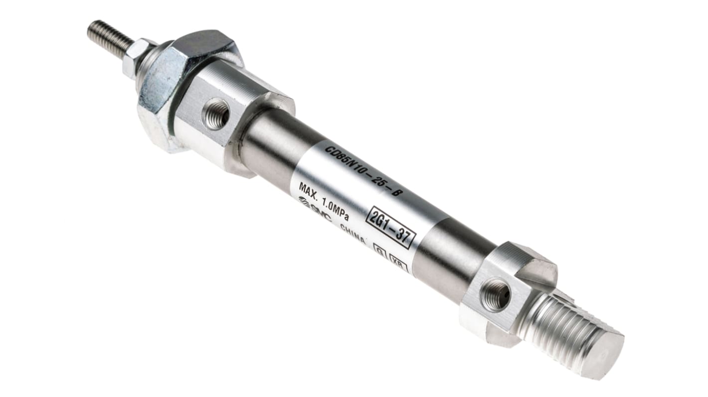 SMC Pneumatic Piston Rod Cylinder - 10mm Bore, 25mm Stroke, C85 Series, Double Acting