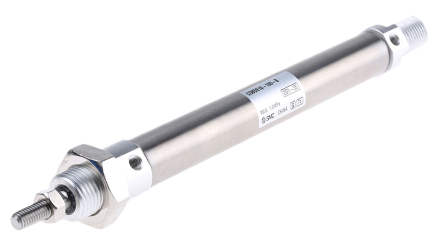 SMC Pneumatic Piston Rod Cylinder - 16mm Bore, 100mm Stroke, C85 Series, Double Acting