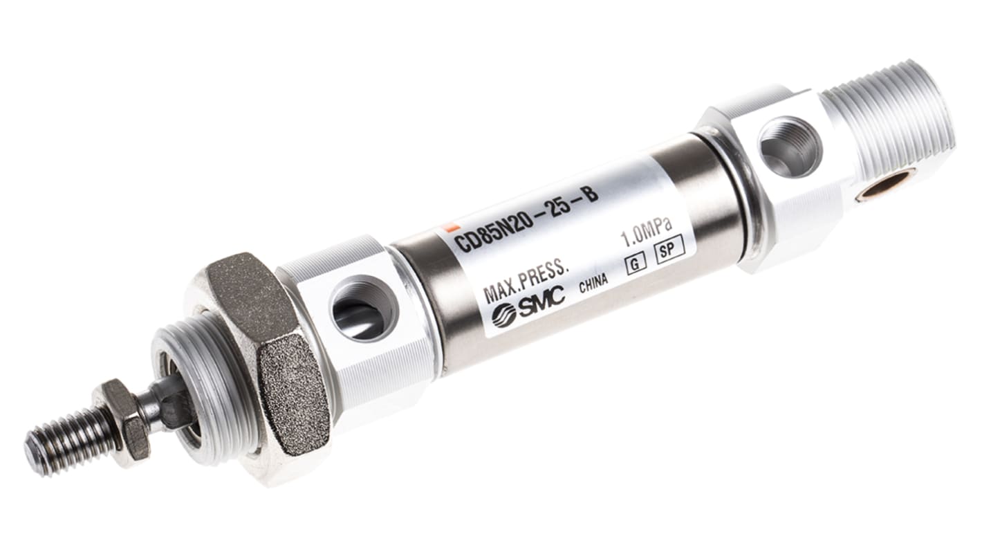 SMC Pneumatic Piston Rod Cylinder - 20mm Bore, 25mm Stroke, C85 Series, Double Acting