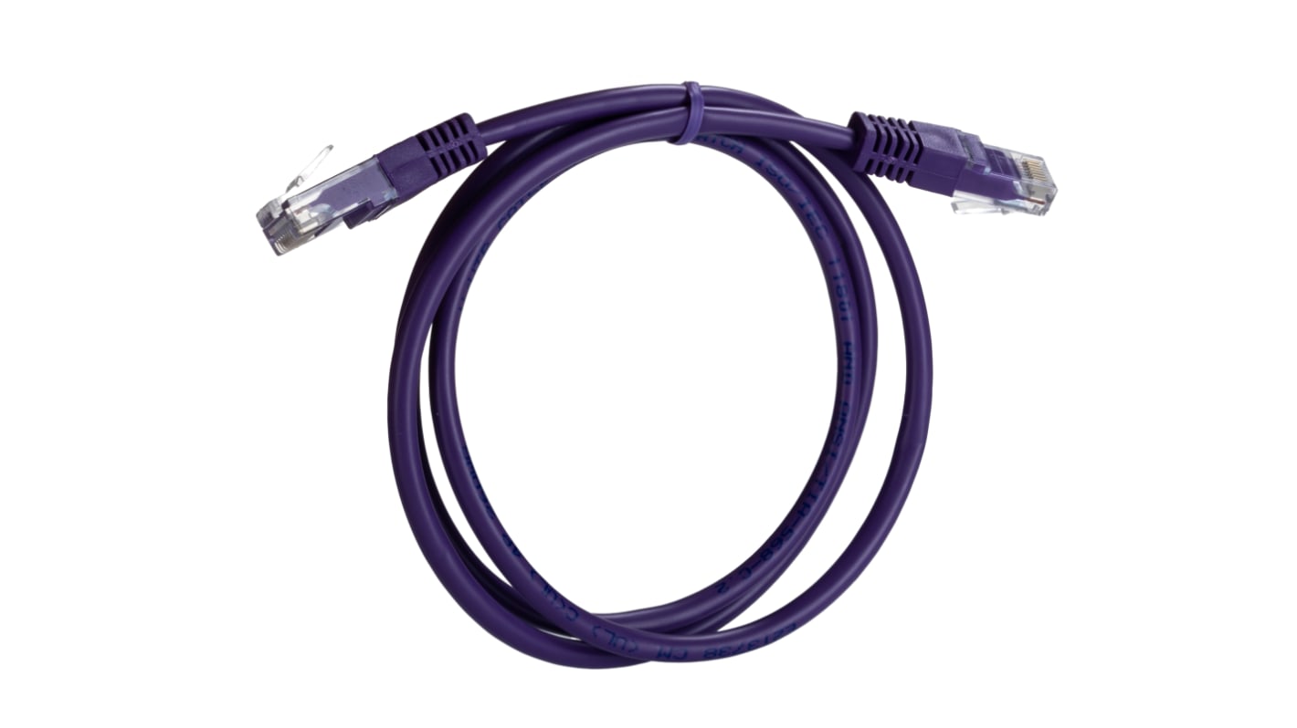 Cavo Ethernet Cat5e RS PRO, guaina in PVC col. Porpora, L. 1m, Con terminazione