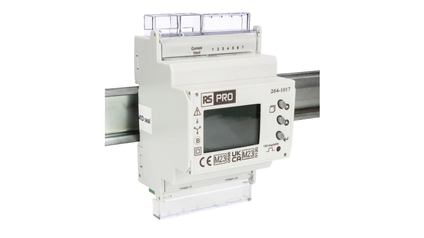 RS PRO 3 Phase LCD Energy Meter, Type Energy Meter
