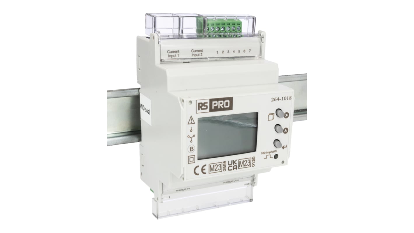 Contatore di energia RS PRO, 3 fasi, display LCD