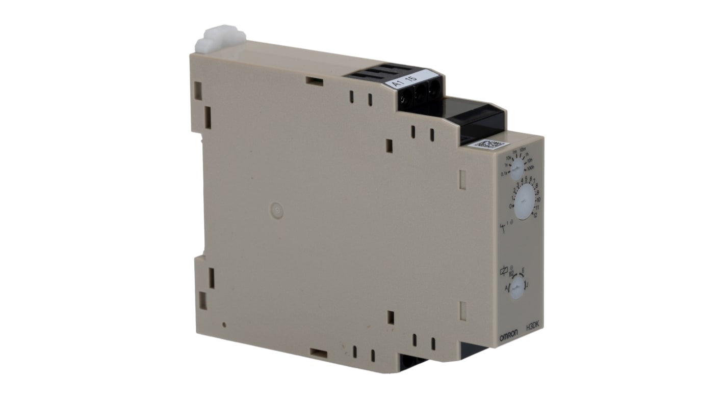 Relais temporisé Omron H3DK, 24-240V c.a. / V c.c., Rail DIN, 2 contacts