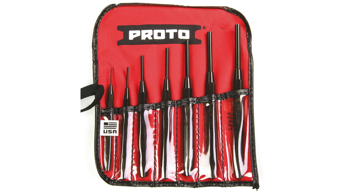 Stanley 7-Piece Punch Set, Pin Punch, 1/4 → 1/8 in Shank