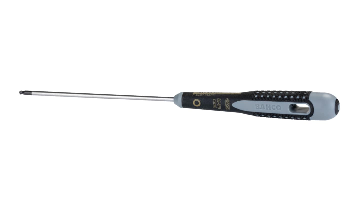 Bahco Ball End Hexagon  Screwdriver, 2,5 mm Tip, 100 mm Blade, 203 mm Overall