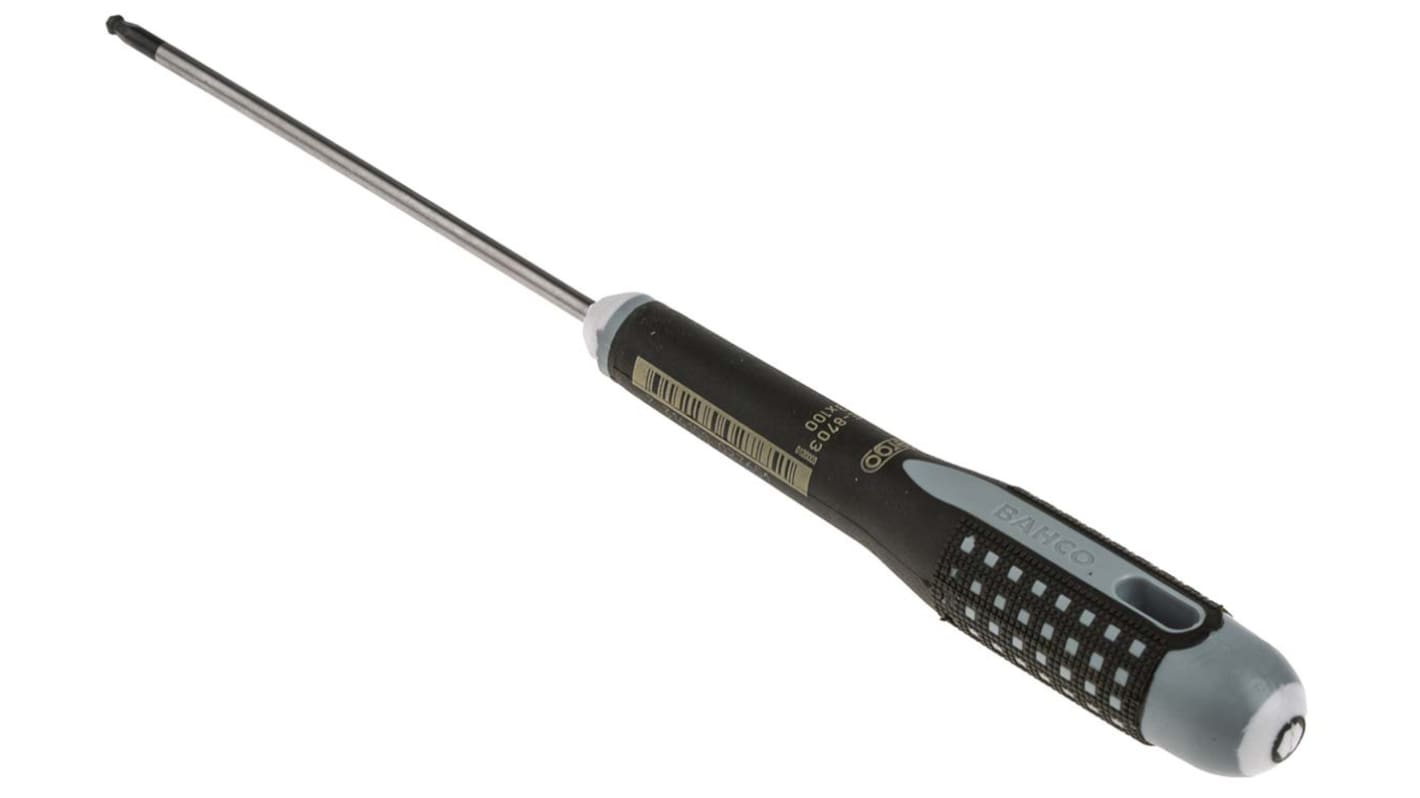 Bahco Ball End Hexagon  Screwdriver, 3 mm Tip, 100 mm Blade, 222 mm Overall