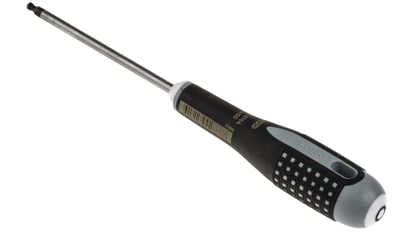Bahco Ball End Hexagon  Screwdriver, 4 mm Tip, 100 mm Blade, 222 mm Overall