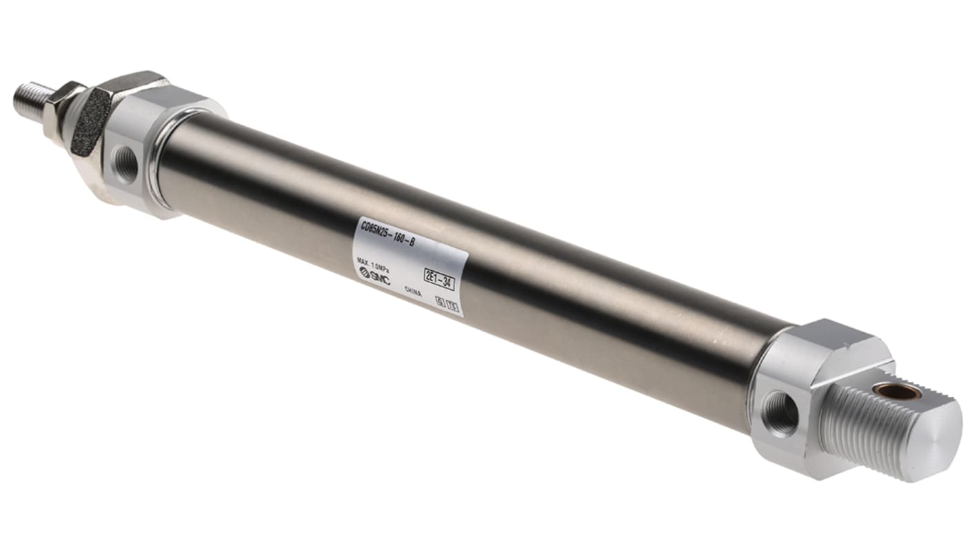 SMC Pneumatic Piston Rod Cylinder - 25mm Bore, 160mm Stroke, C85 Series, Double Acting
