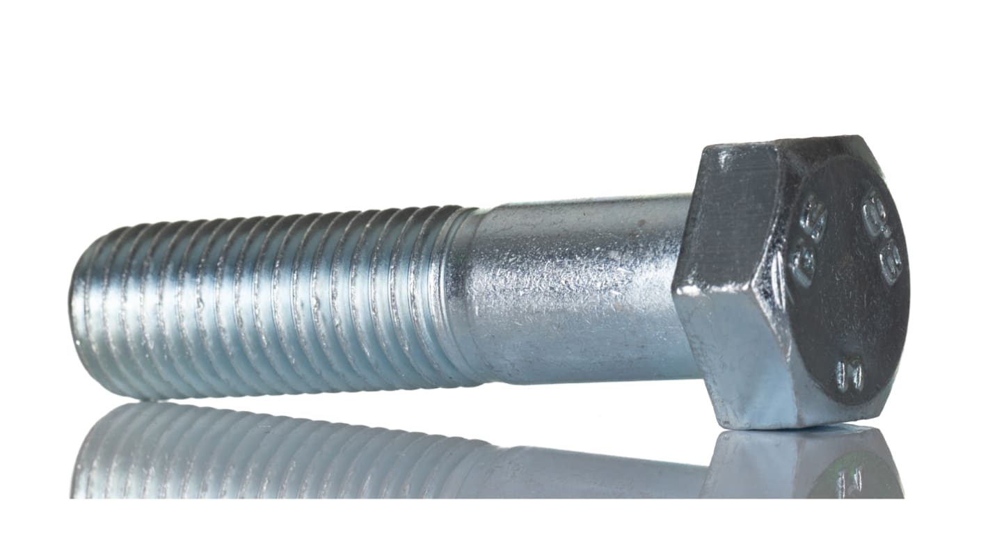 Śruba z łbem sześciokątnym gwint M16 65.0mm skok 2.0mm Stalowe Sześciokątny Powlekane jasnym cynkiem RS PRO