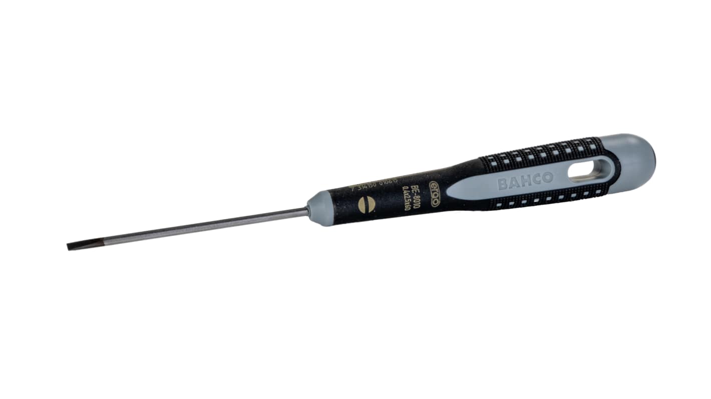 Bahco Slotted  Screwdriver, 2.5 x 0.4 mm Tip, 60 mm Blade, 182 mm Overall