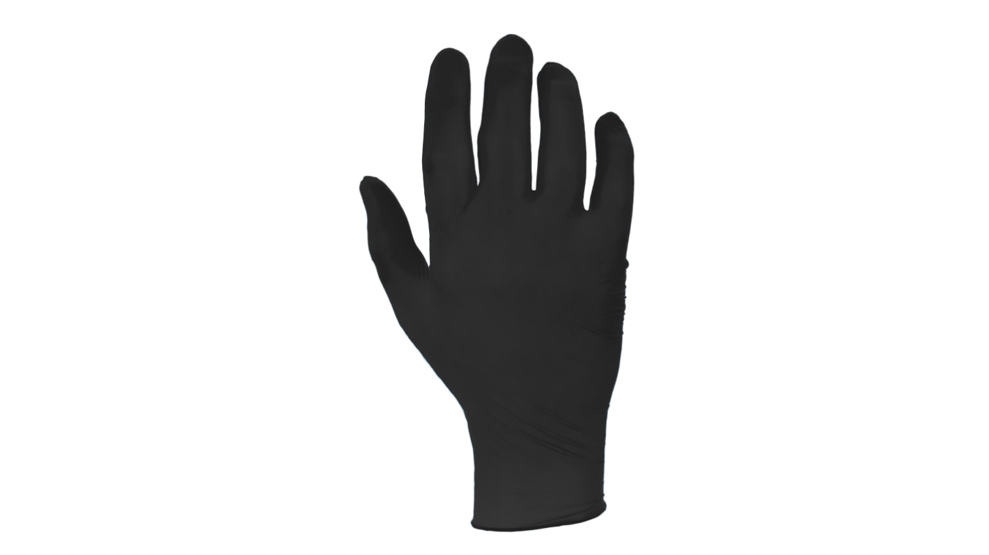 RS PRO Black Powder-Free Nitrile Disposable Gloves, Size L, 100 per Pack