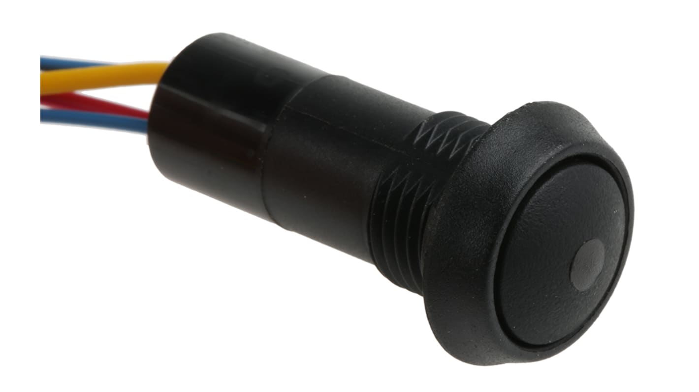 ITW Switches 59 Series Illuminated Miniature Push Button Switch, Momentary, Panel Mount, 13.65mm Cutout, SPST, Green