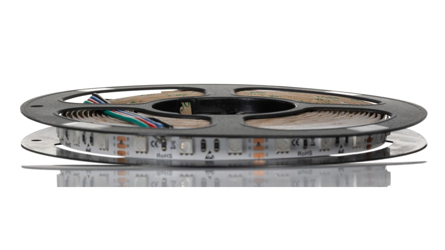 RS PRO 12V dc RGB LED Strip Light, 4000K Colour Temp, 5m Length