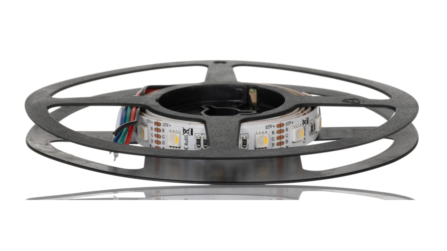 RS PRO 12V dc Blue, Green, Red, White LED Strip Light, 4000K Colour Temp, 1m Length