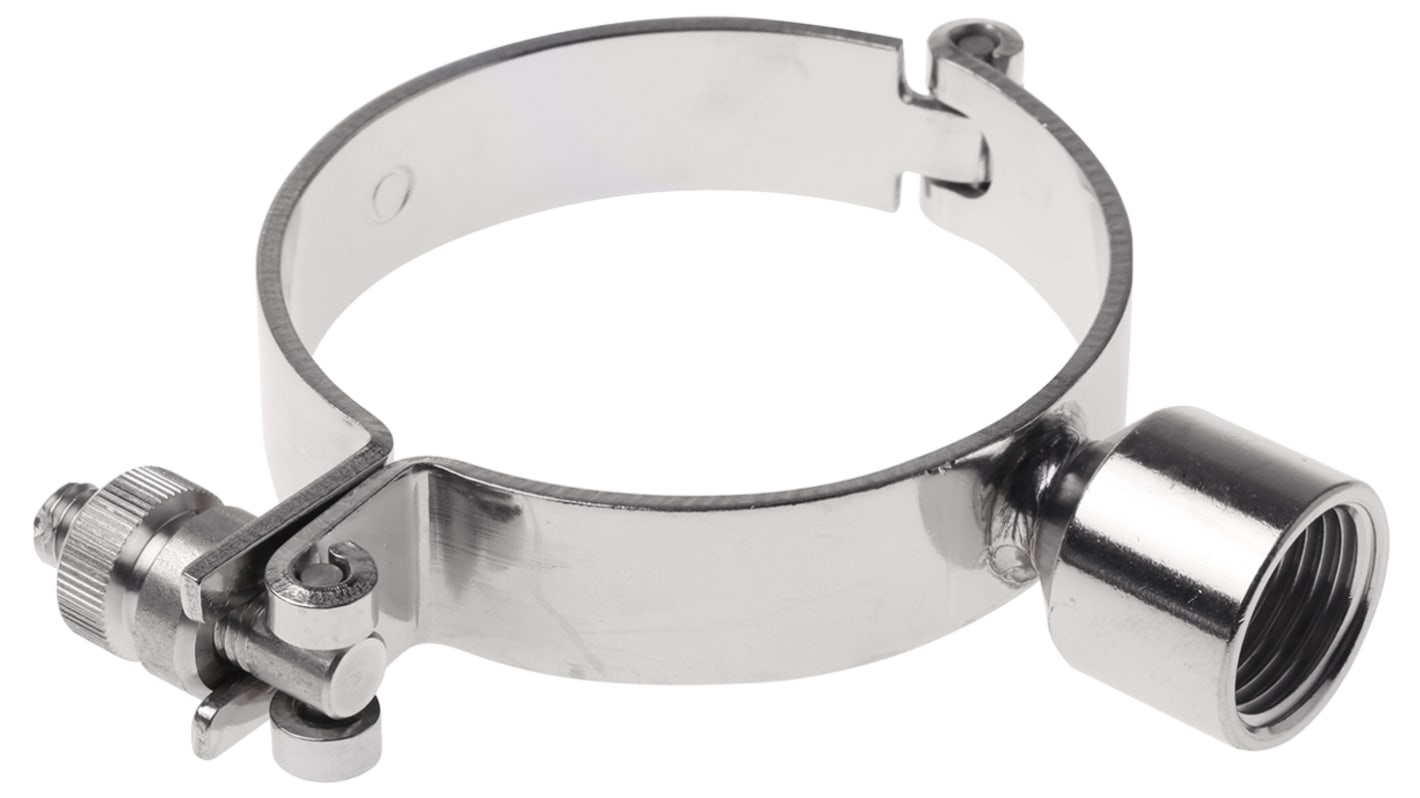RS PRO Stainless Steel Silver Hinged Pipe Clamp, 3in