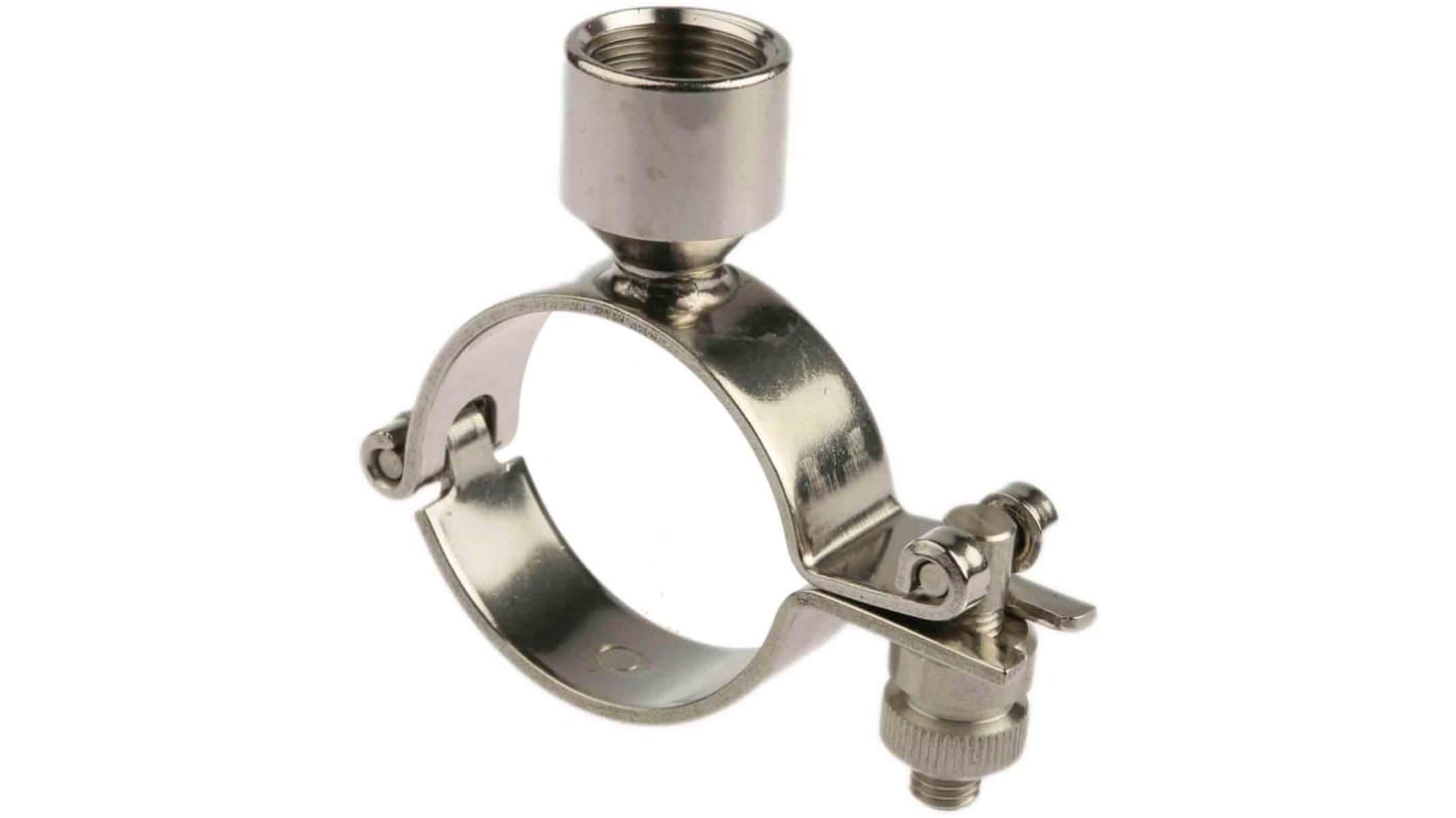 RS PRO Stainless Steel Silver Hinged Pipe Clamp, 1/2 in BSP