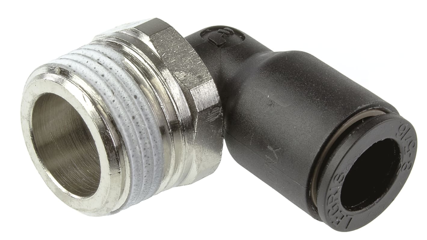 Legris LF3000 Series Elbow Threaded Adaptor, R 3/8 Male to Push In 8 mm, Threaded-to-Tube Connection Style