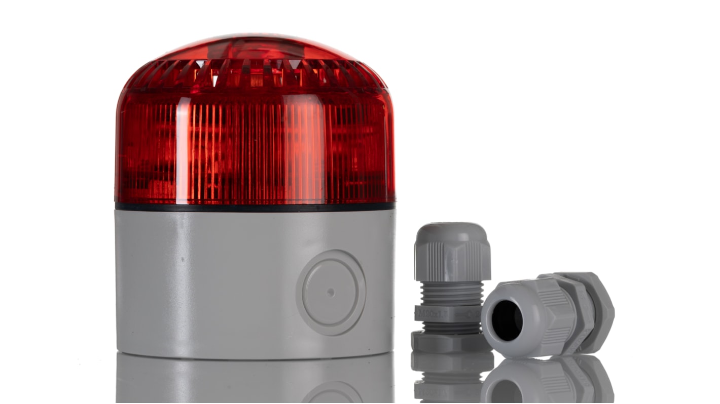 RS PRO Red LED Beacon, 12 → 24 V ac/dc, IP65, Base Mount, 100dB at 1 Metre