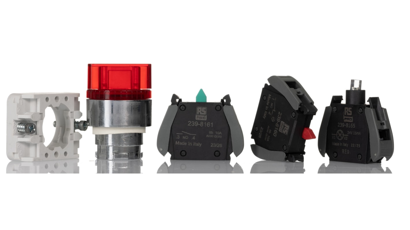RS PRO Knob Selector Switch - (1NC/1NO) 30mm Cutout Diameter, Illuminated 2 Positions