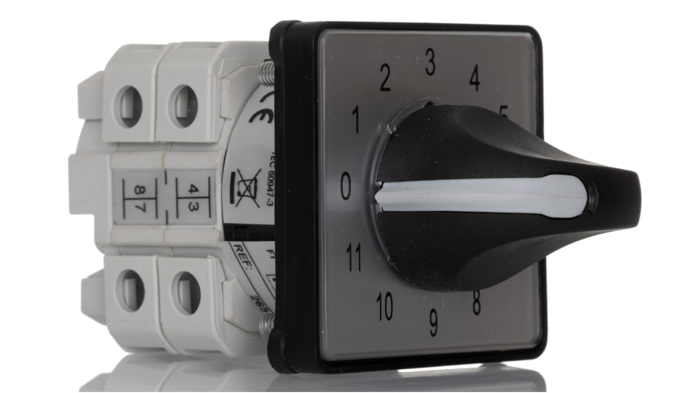 RS PRO, SP 12 Position 30° Multi Step Cam Switch, 500V ac, 16A, Knob Actuator