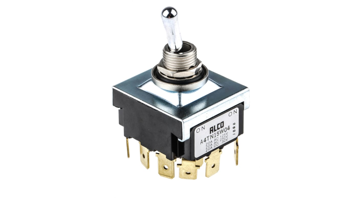 TE Connectivity Toggle Switch, Panel Mount, On-On, 4PDT, Tab Terminal