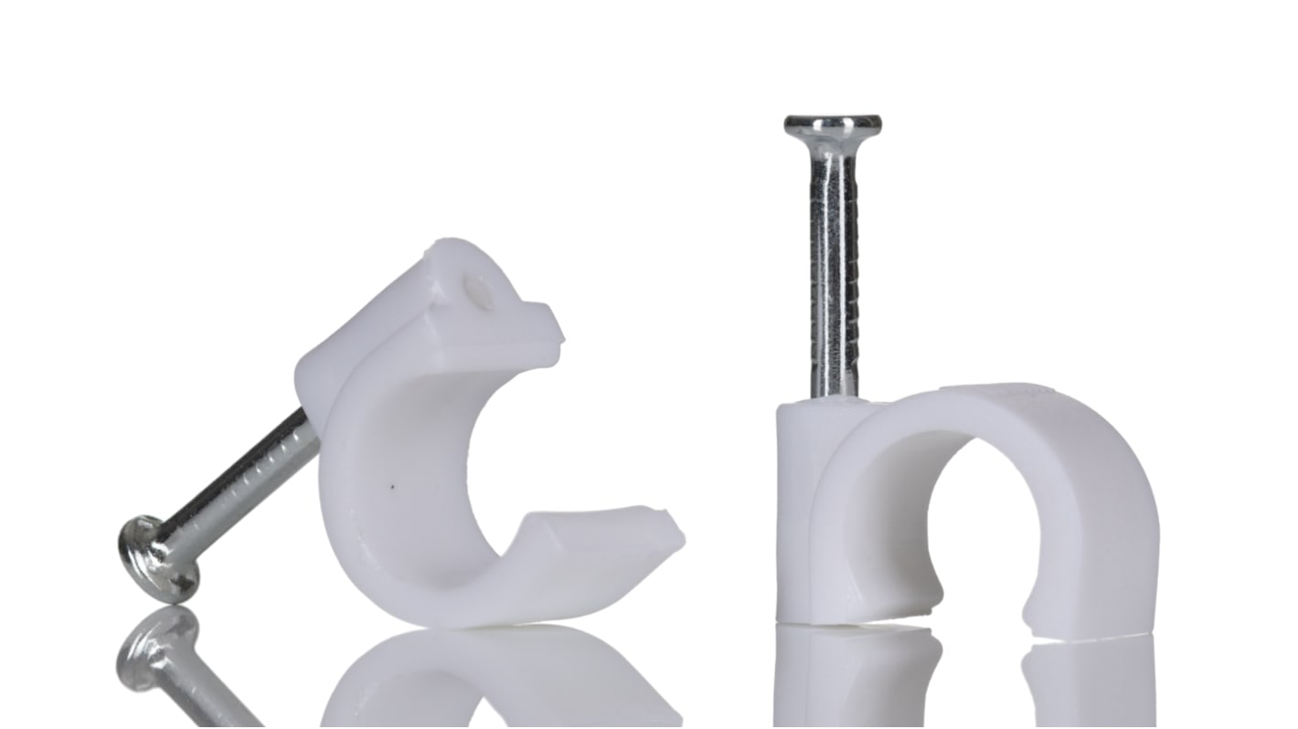 RS PRO White Polyethylene, Steel Clip, 10mm Max. Bundle